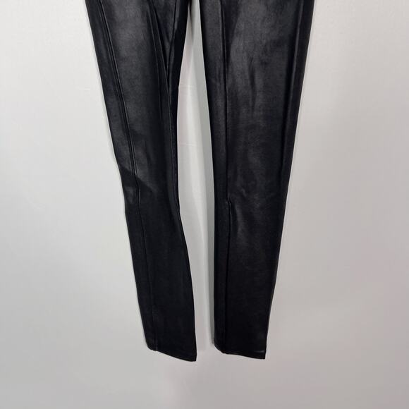 Spanx Womens Small S Black Faux Leather Leggings Nylon Dress Up Metallic - Picture 4 of 12